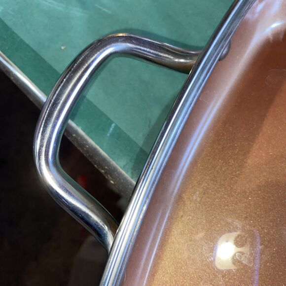 Lg. Copper Chef Casserole Pan 11" With Lid Vent Hole And Two Handles. Copper Pan - Picture 4 of 9